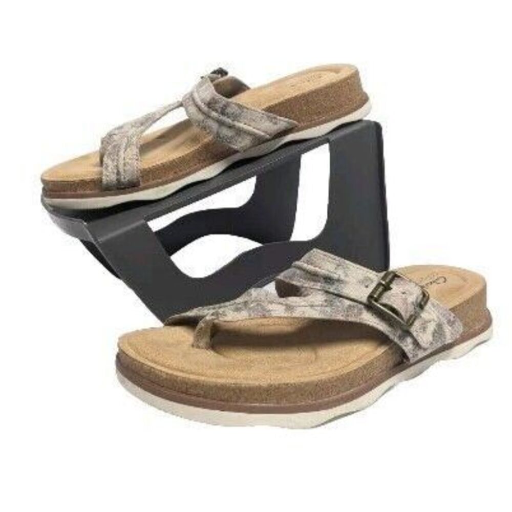 Clarks Sandals Brynn Shoes Women Size  9M Sand Beige Buckles Floral NWOT